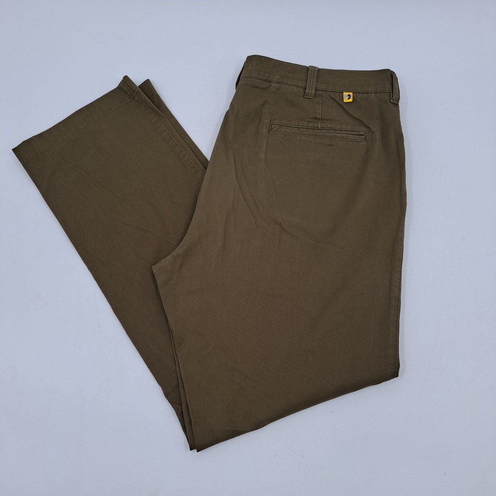Duck Head Chino Pants Mens 38x32 Cotton Spandex Olive Brown Straight Leg Stretch
